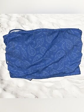 Jessica Simpson Cornflower Blue Paisley Bandeau Bikini Top Swim M NWOT